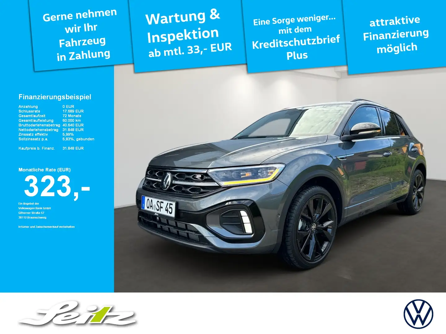 Volkswagen T-Roc 1.5 TSI R-Line *AHK*MATRIX*KAMERA*SITZH* Grau - 1