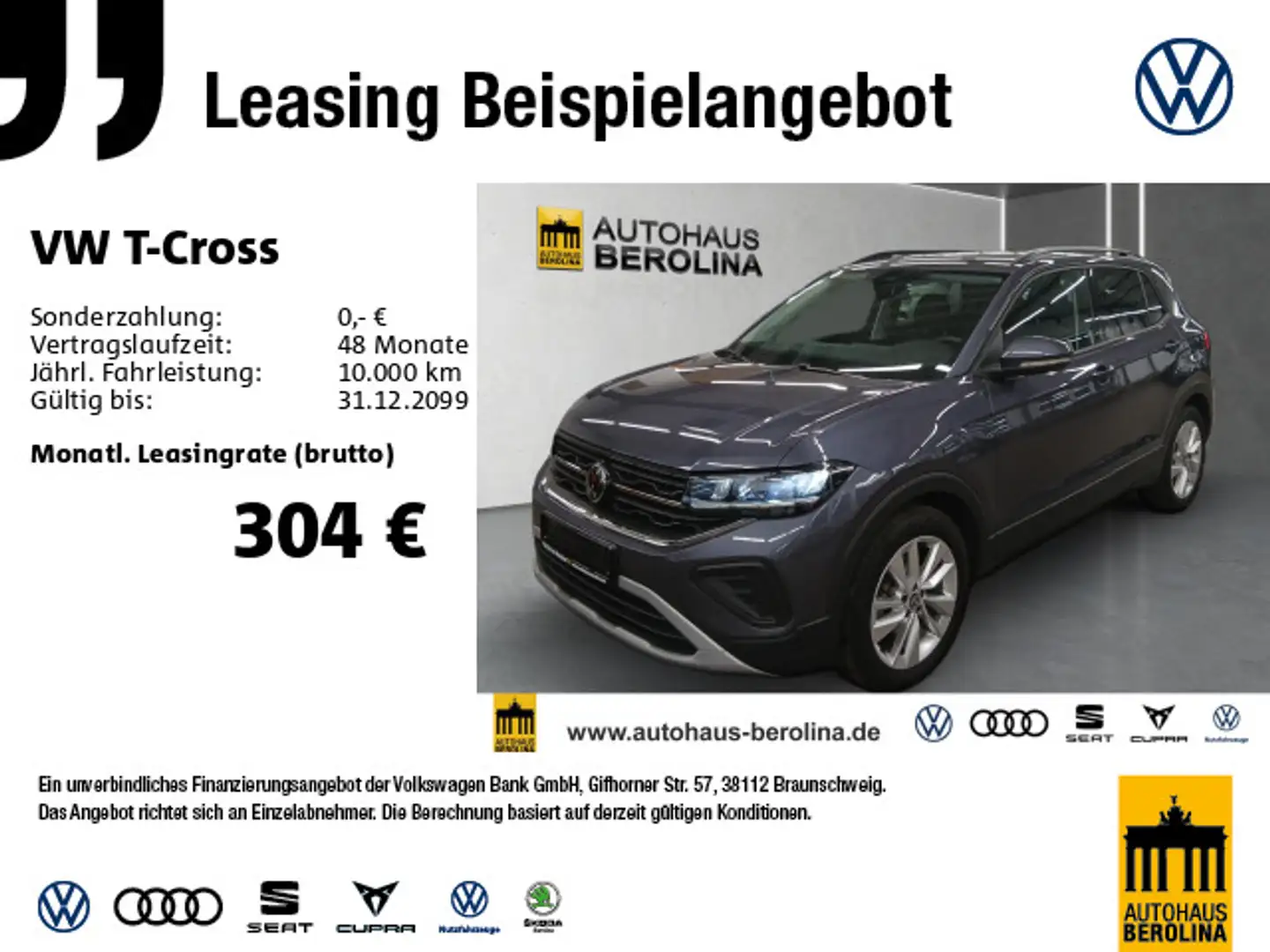 Volkswagen T-Cross 1.0 TSI Life DSG *R-CAM*App-Connect*SHZ* Grau - 1
