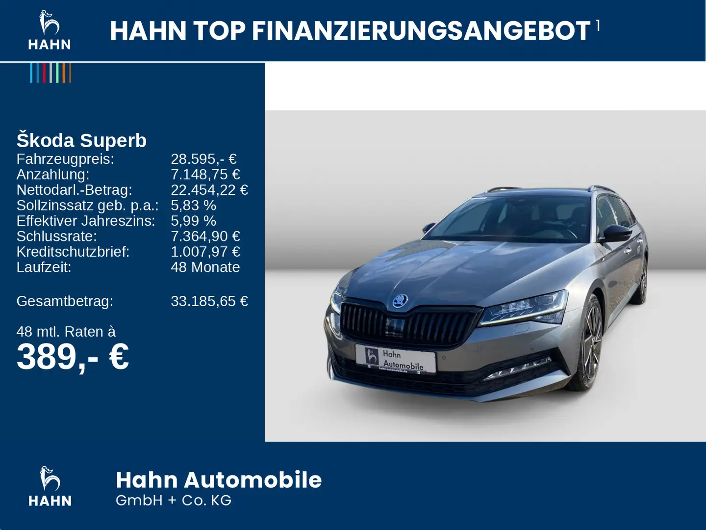 Skoda Superb Combi 2.0 TDI Sportline ACC DCC Navi Grau - 2
