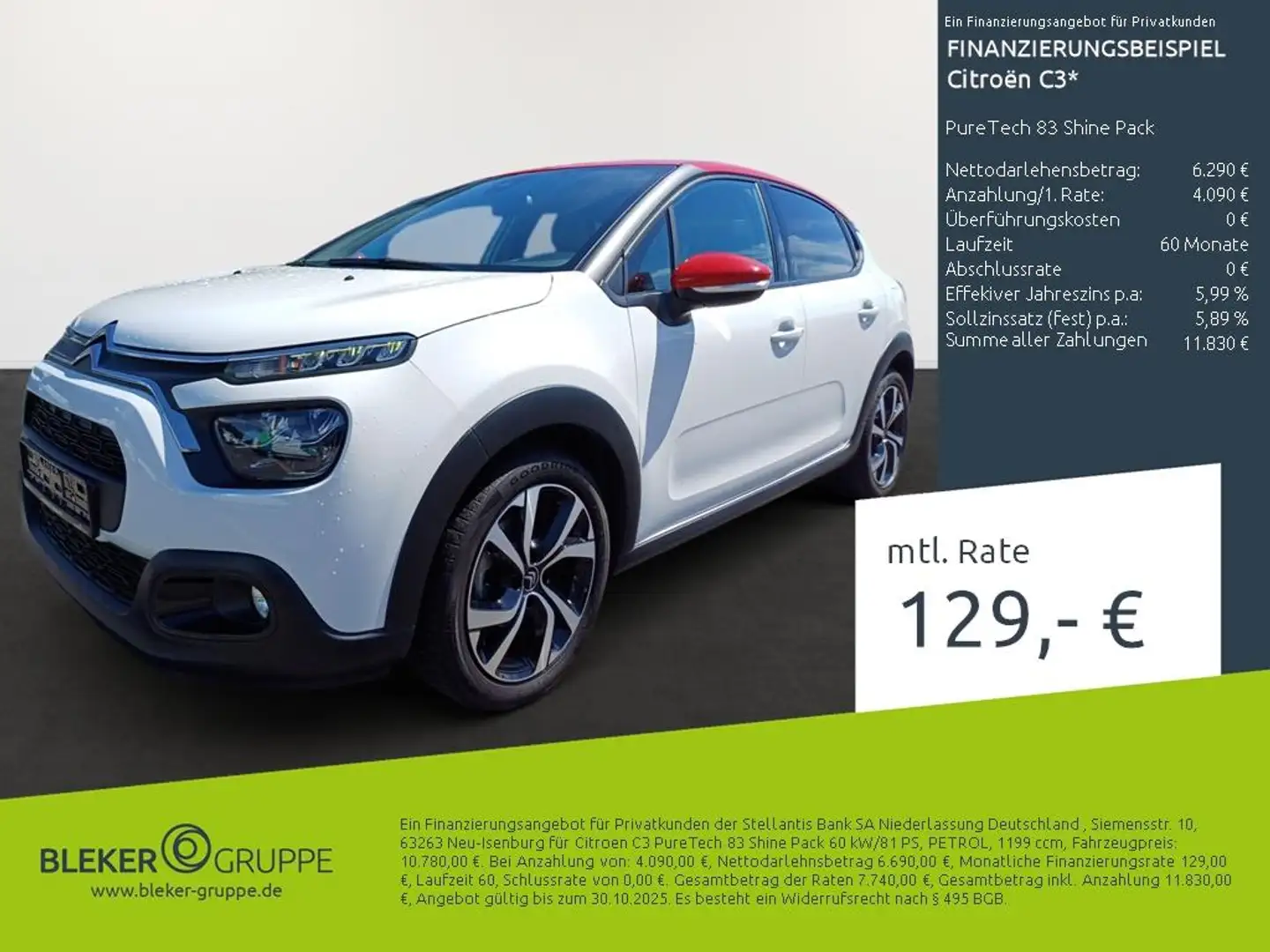 Citroen C3 PureTech 83 Shine Pack Blanc - 1