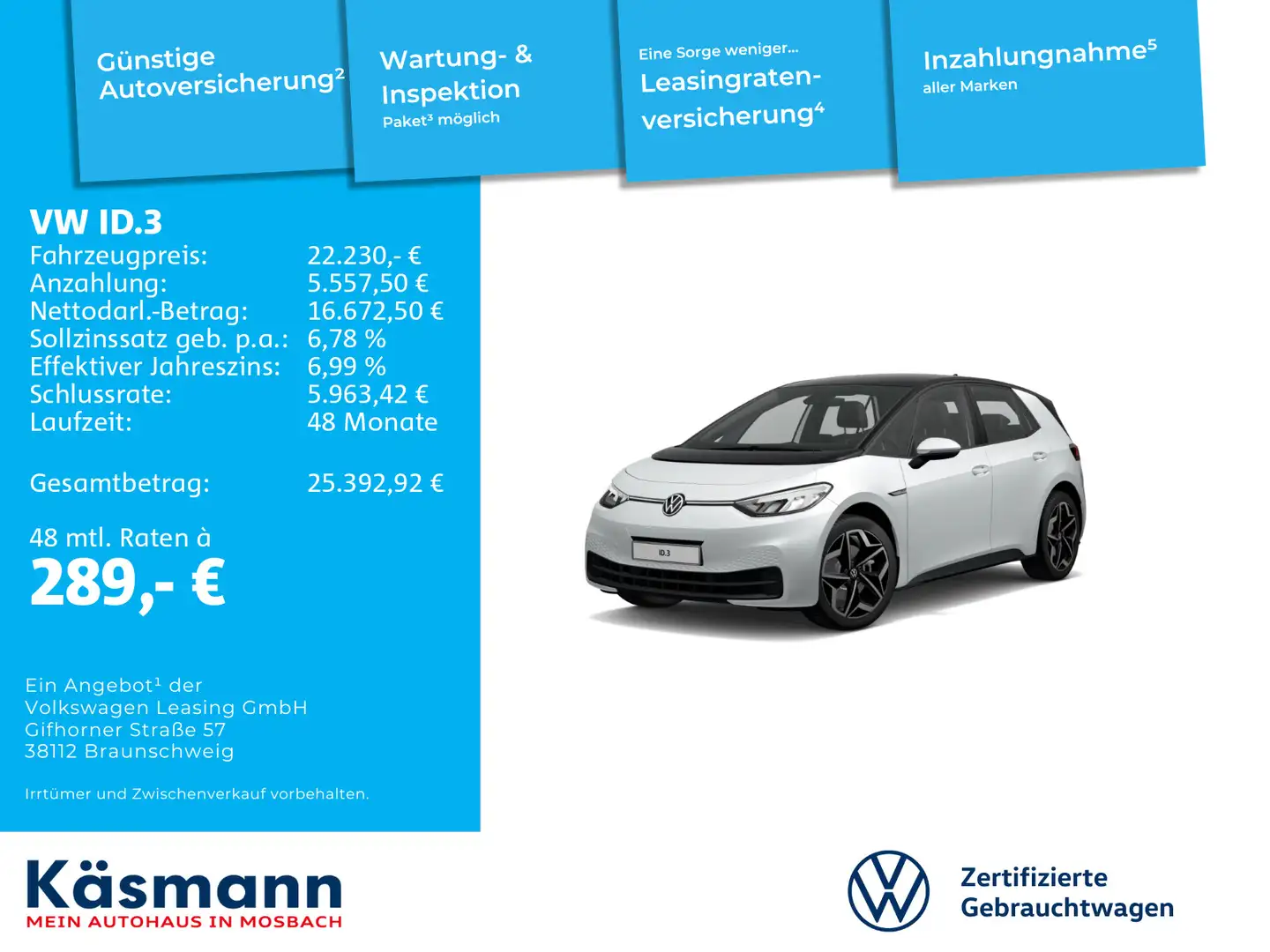 Volkswagen ID.3 Pro Performance 58kWh NAVI ACC SHZ GJR Weiß - 2