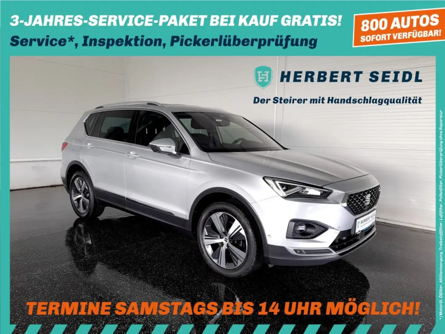 SEAT Tarraco XCELLENCE 2,0 TDI DSG *19 ZOLL / VOLL-LED / VIRTUELL / NAVI / AHK & 360° KAMERA / ACC / E-KLAPPE / BEATS* Silber - 1