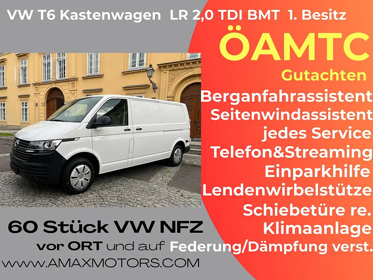 Volkswagen T6 Transporter T6 Kastenwagen LR 2,0 TDI BMT, Klima Schiebetür... Wit - 1