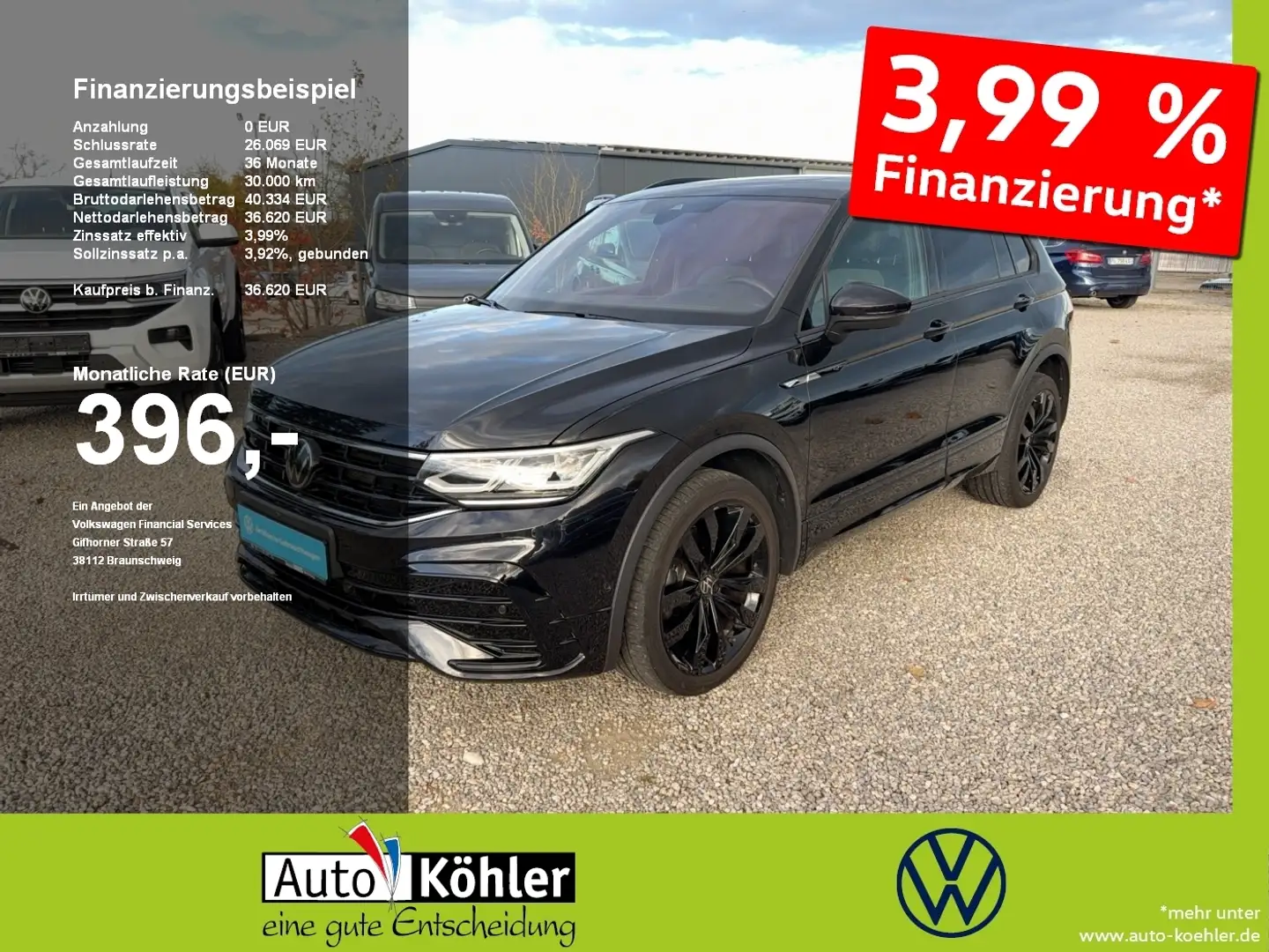 Volkswagen Tiguan R-Line TDi DSG 4M Black+CarPlay+Matrix Schwarz - 1