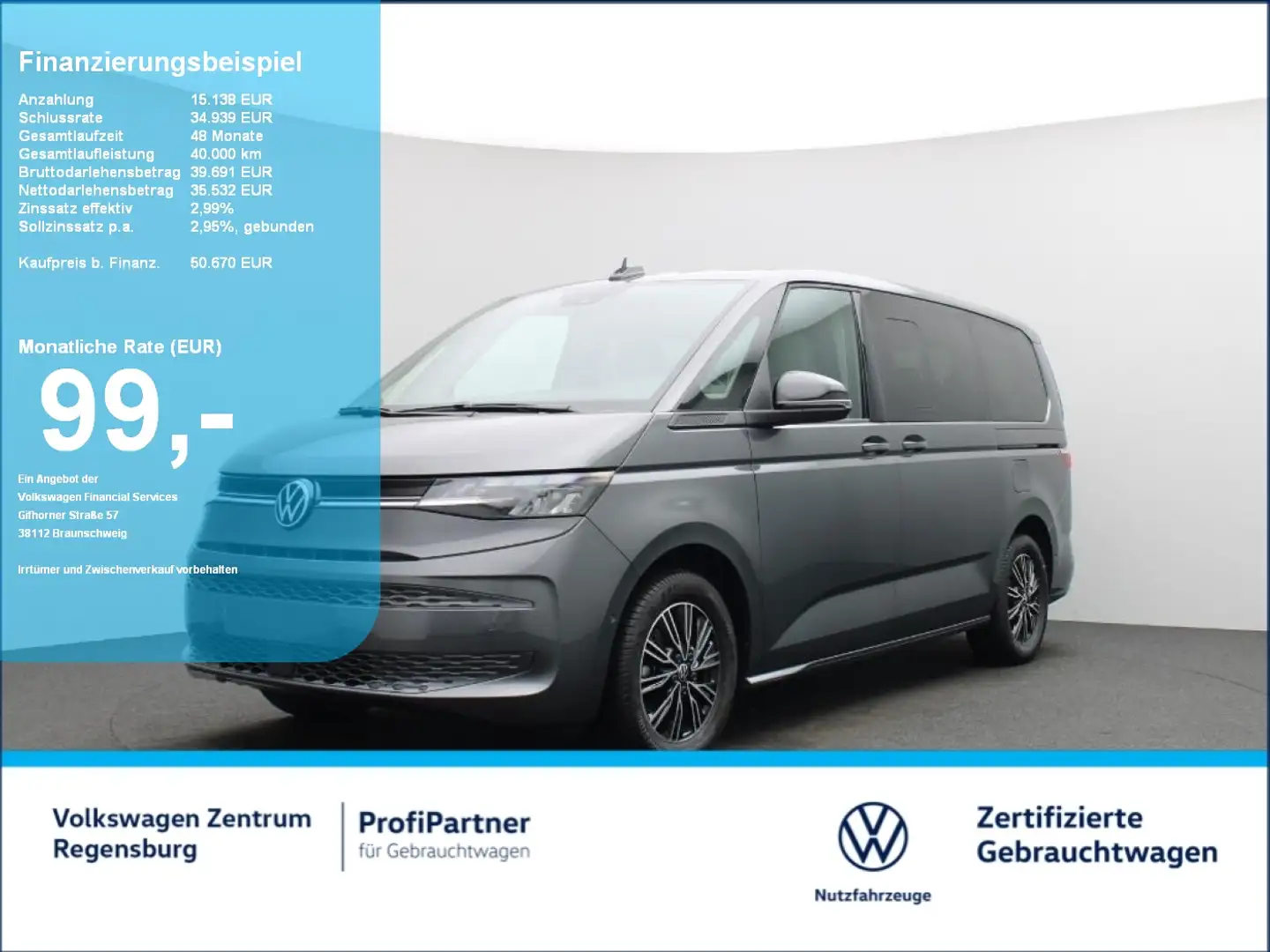 Volkswagen T7 Multivan Life LÜ TDI DSG ACC LED R-KAMERA Grau - 1