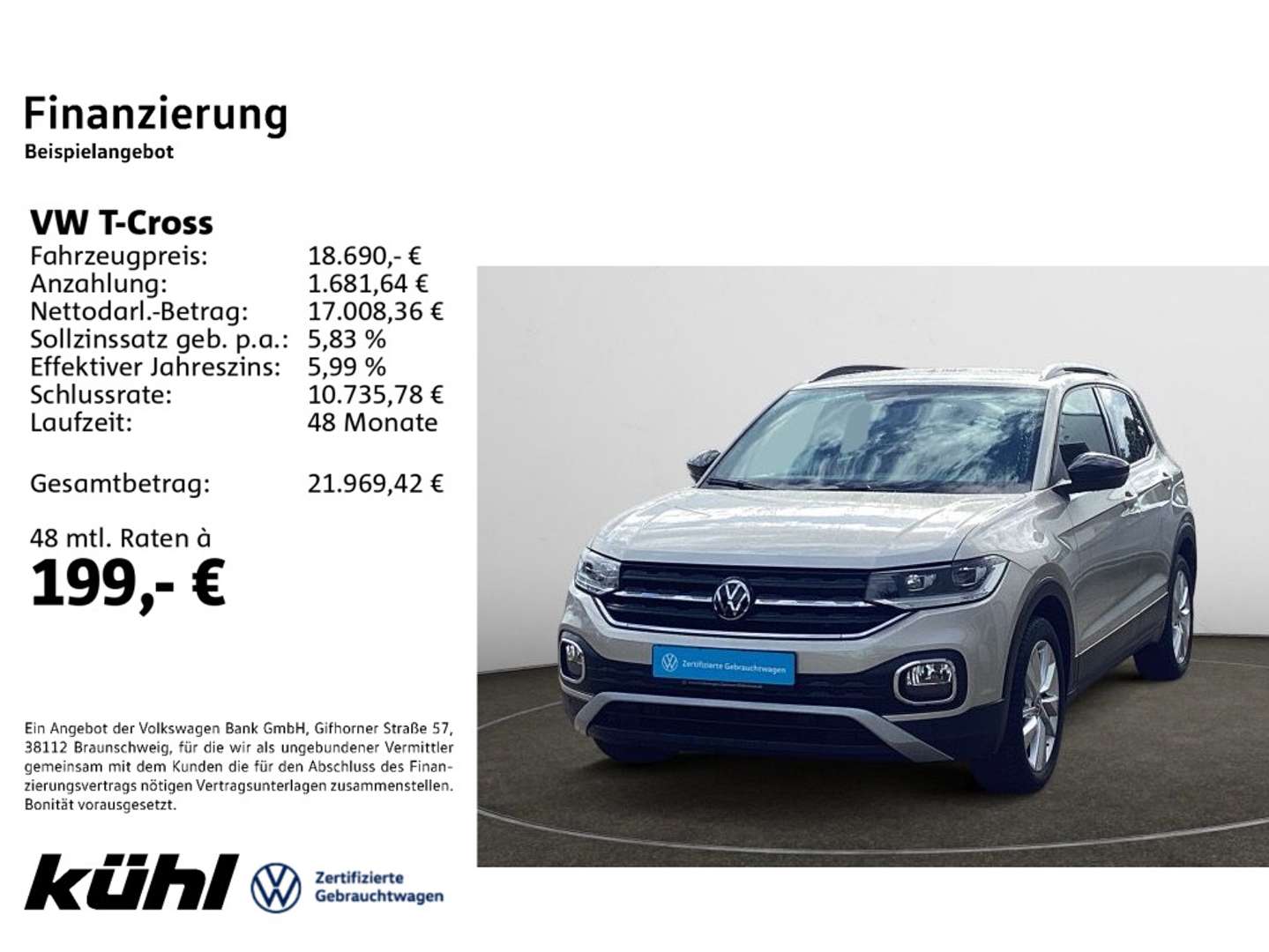 Volkswagen T-Cross nuo 332 €/ mėn Benzinas 2023m. Kita Mechaninė