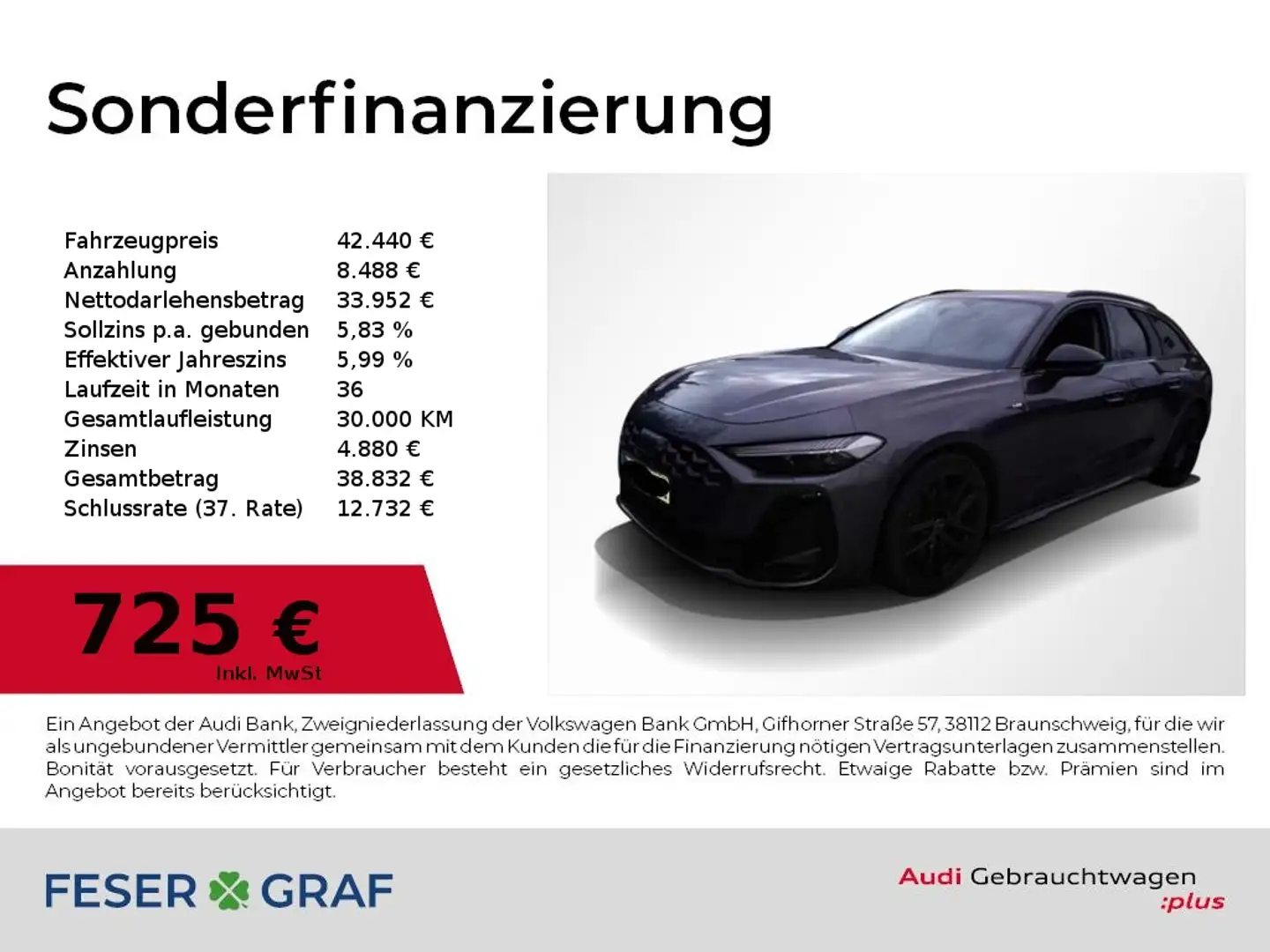 Audi A5 Avant 2.0 TFSI S line S tronic LED plus / ACC / Am Grau - 1