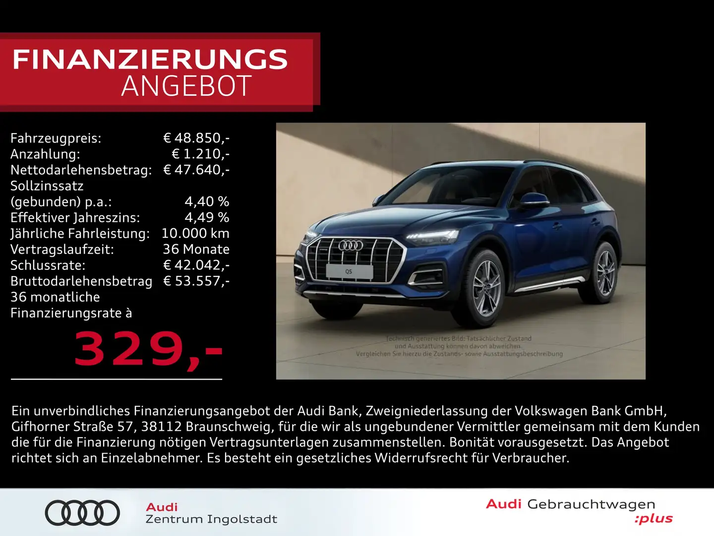 Audi Q5 45 TFSI qu S line MATRIX Pano AHK ACC Rauten Advan Blau - 1