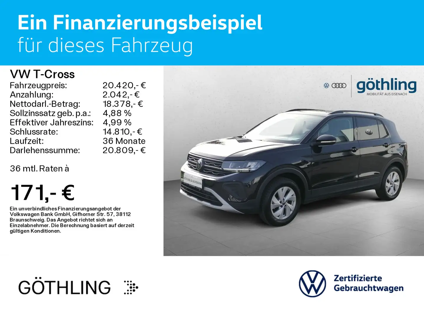 Volkswagen T-Cross Life 1.0 TSI 70kW 5-G. ACC*Cam*SHZ*Trave Noir - 2