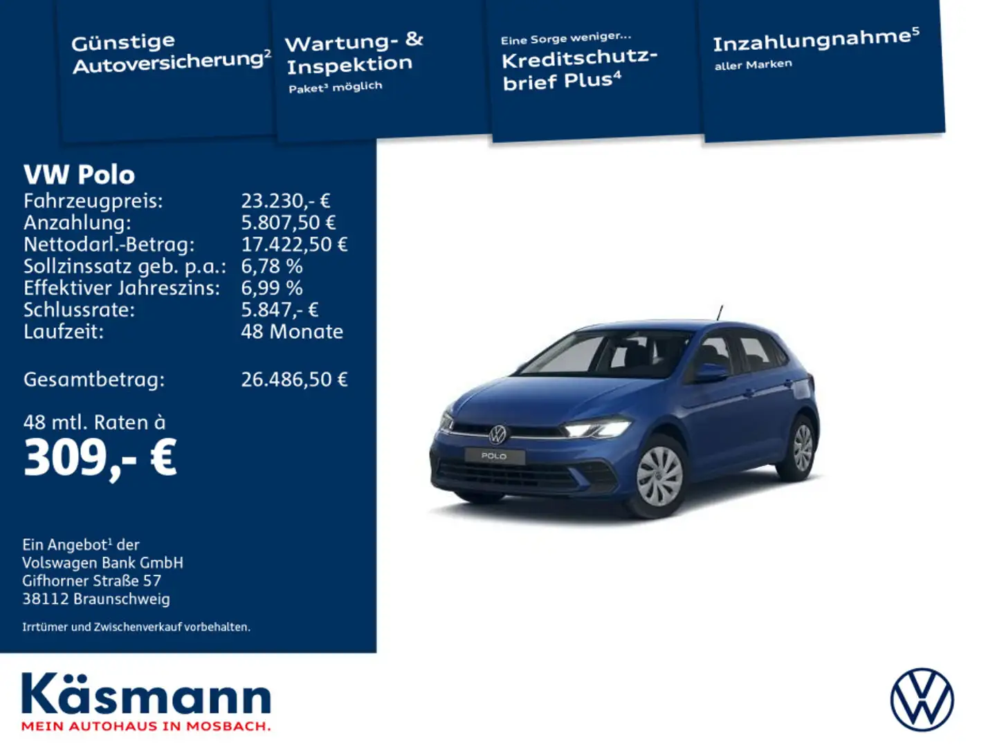 Volkswagen Polo VI Life 1.0TSI LED KAM NAV SHZ PDC DICO Blau - 1