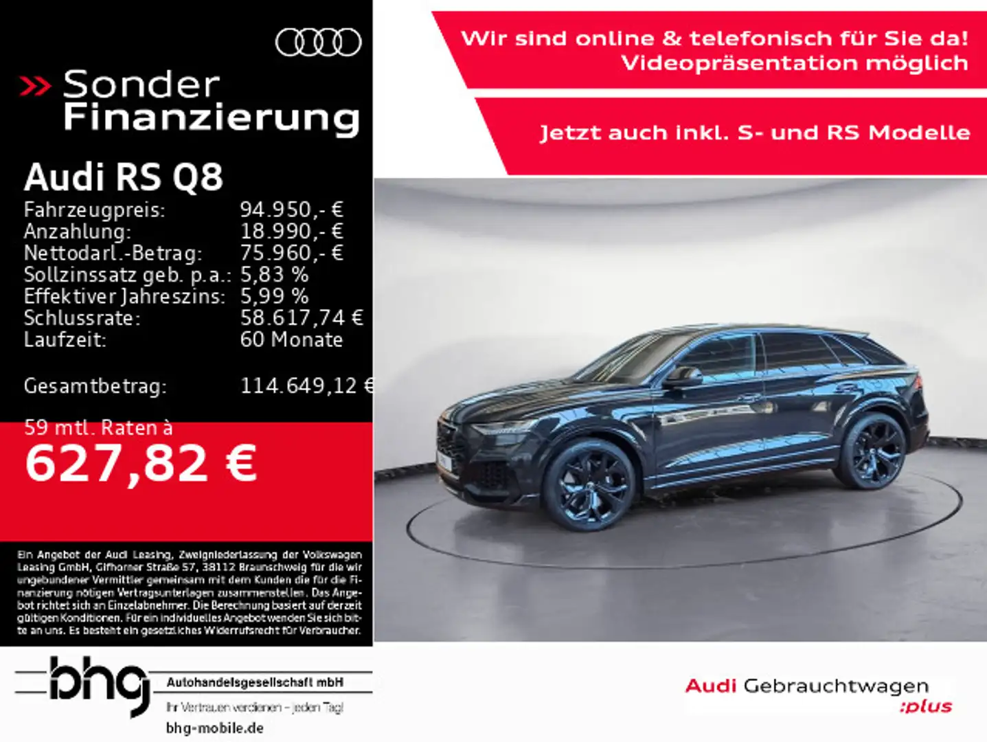 Audi RS Q8 TFSI quattro *AHK*PANO*B&O*HEAD-UP*STANDHE Schwarz - 1
