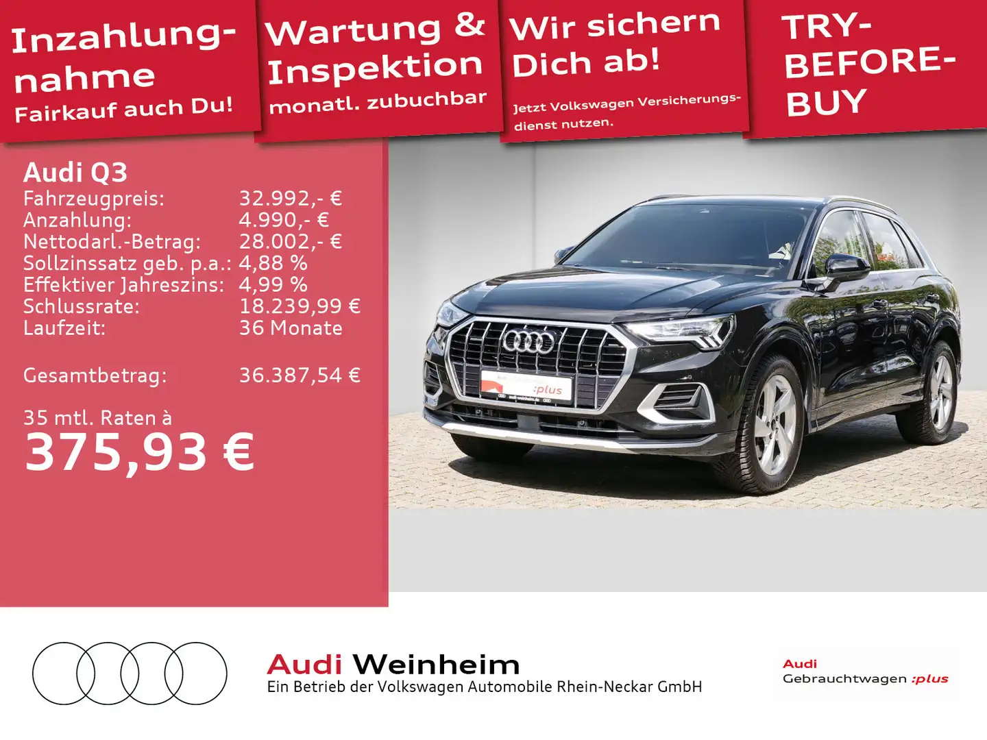 Audi Q3 40 TDI quattro S-tronic Navi LED uvm Schwarz - 1