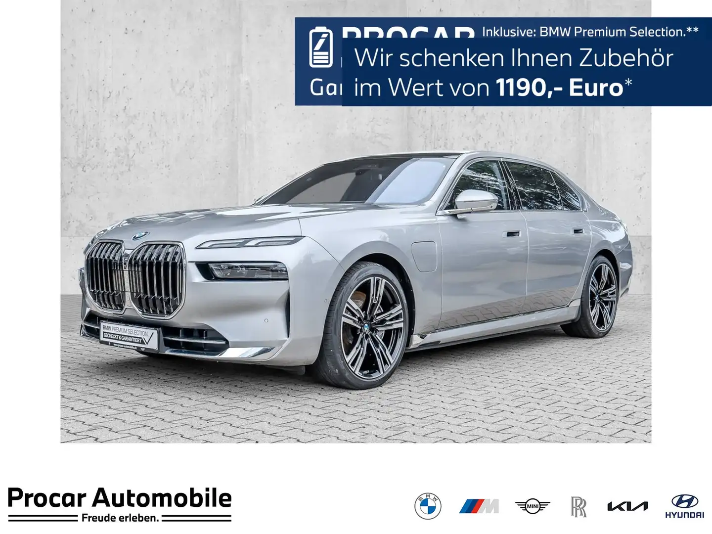 BMW 750 e xDrive HUD PANO ACC 360°KAM RFK NAVI LED Silber - 1