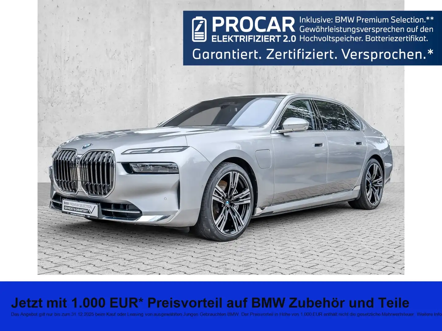 BMW 750 e xDrive HUD PANO ACC 360°KAM RFK NAVI LED Silber - 1