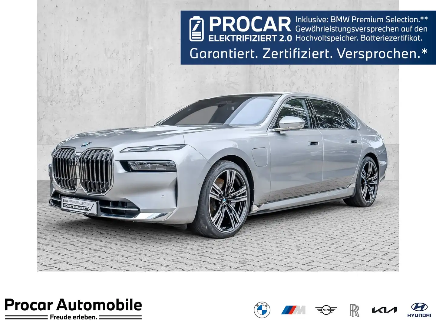 BMW 750 e xDrive HUD PANO ACC 360°KAM RFK NAVI LED Silber - 1