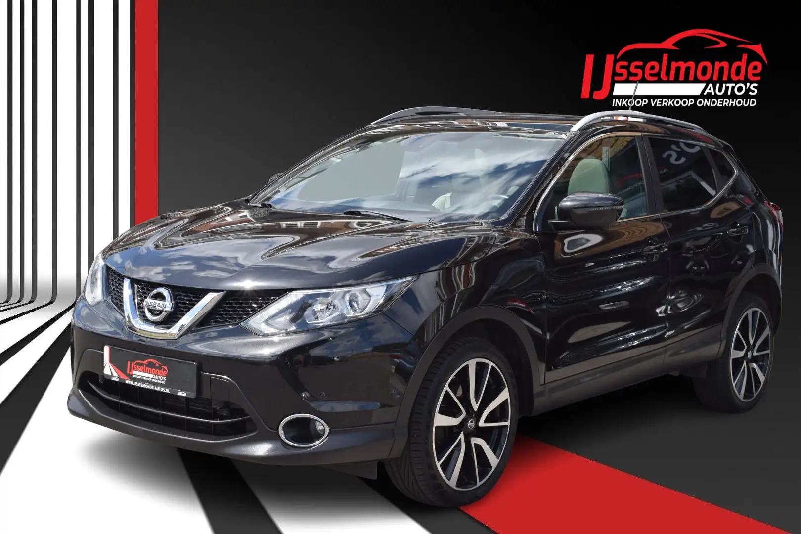Nissan Qashqai 1.2 Tekna Automaat Pano 360 Camera PDC Navi Zwart - 1