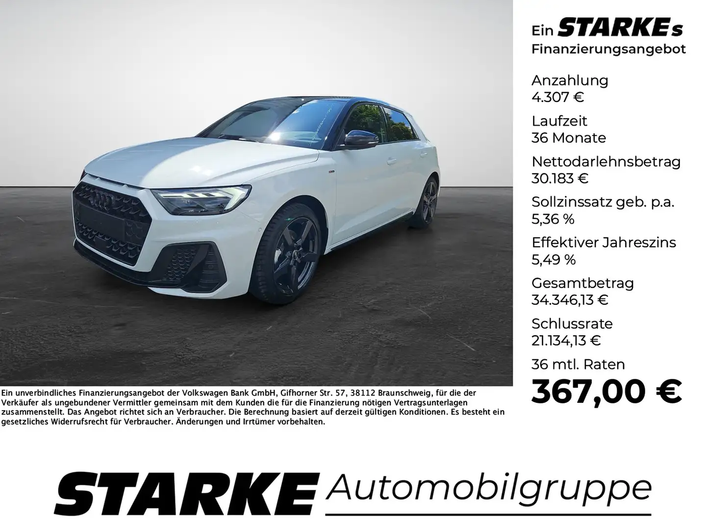 Audi A1 Sportback 30 TFSI S tronic S line Navi LED RFK SHZ Weiß - 1