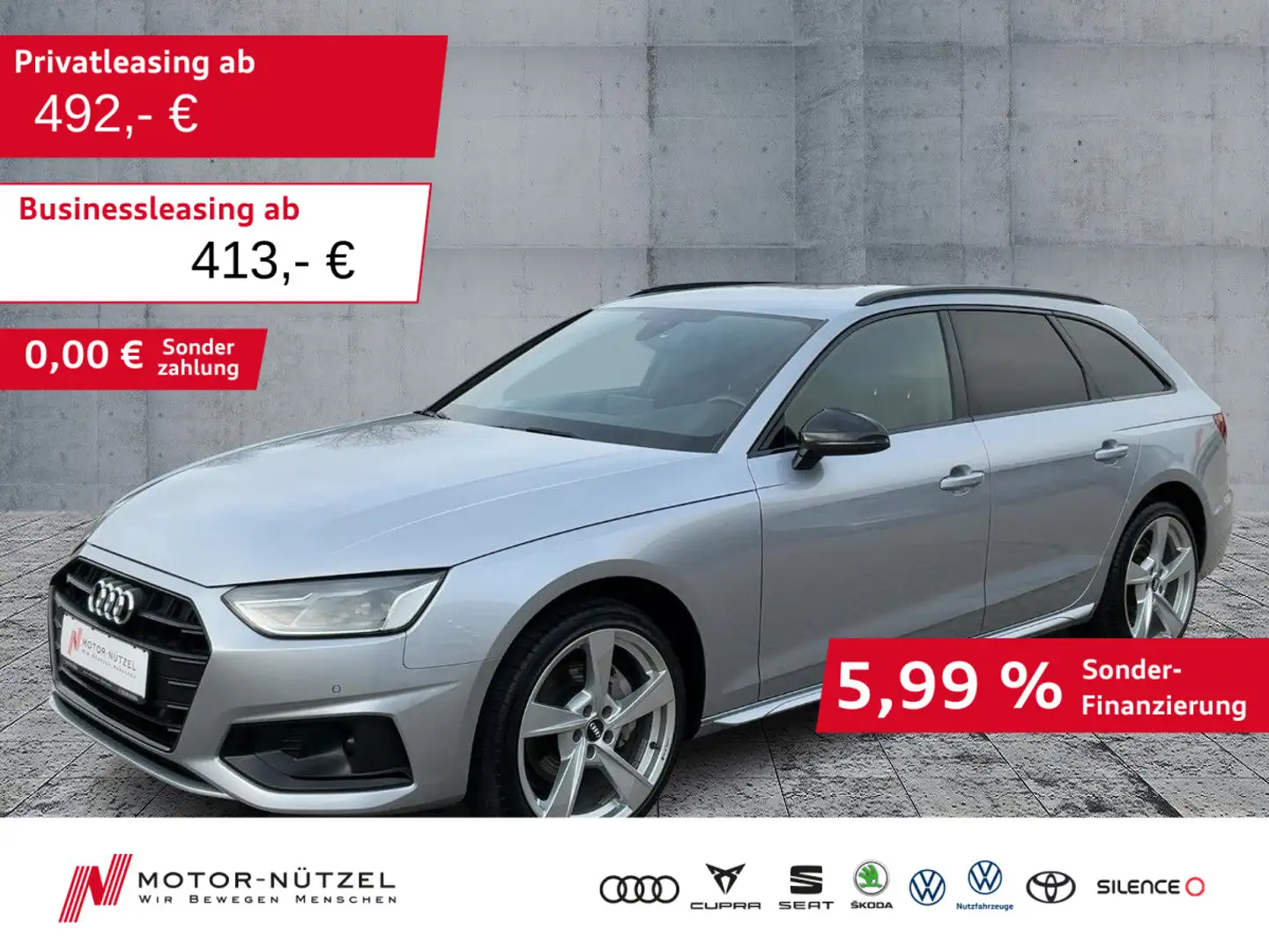 Audi A4 40 TDI S-TR ADVANCED LED+NAVI+AHK+ACC Silber - 1