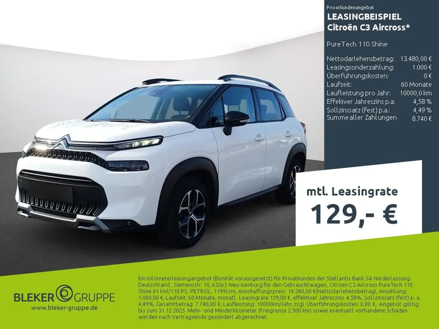 Citroen C3 Aircross PureTech 110 Shine Blanc - 1