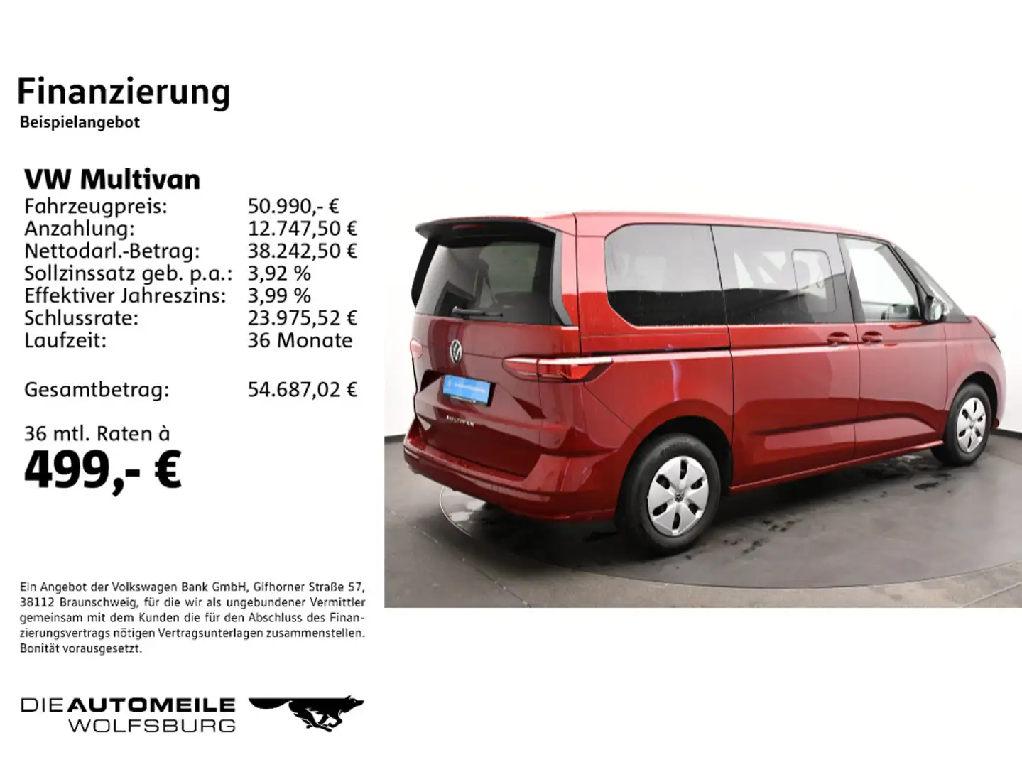 Volkswagen T7 Multivan T7 Multivan KÜ 2.0 TDI DSG kurz/Stand/ACC/LED/AH Rot - 2