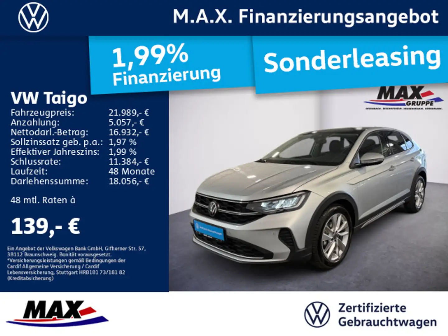 Volkswagen Taigo 1.0 TSI MOVE LED+PANO+KAMERA+NAVI+APP+ALU+ Zilver - 1