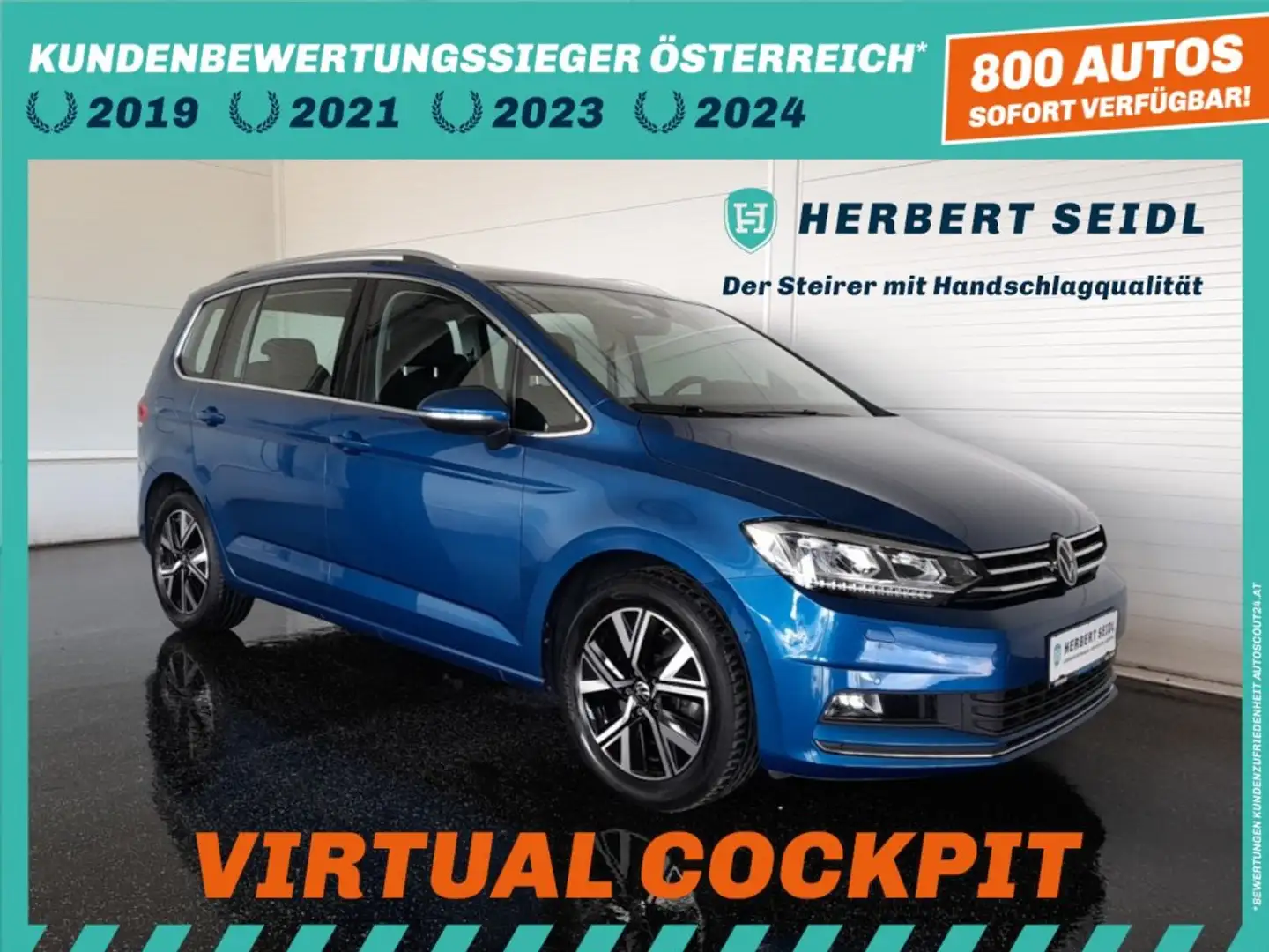 Volkswagen Touran HIGHLINE 2.0 TDI DSG *SKY / VOLL LED / NAVI / VIRTUELL / KAMERA / SEITENAIRBAGS v+h / E-KLAPPE* Blau - 1