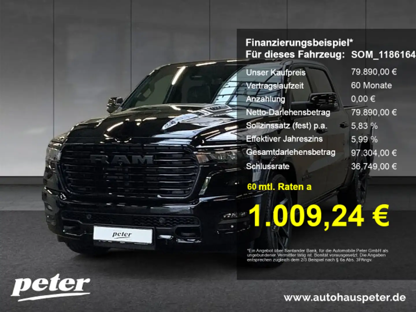 Dodge RAM RAM 1500 MY2025 Laramie Crew Cab 3.0L Hurricane Noir - 1