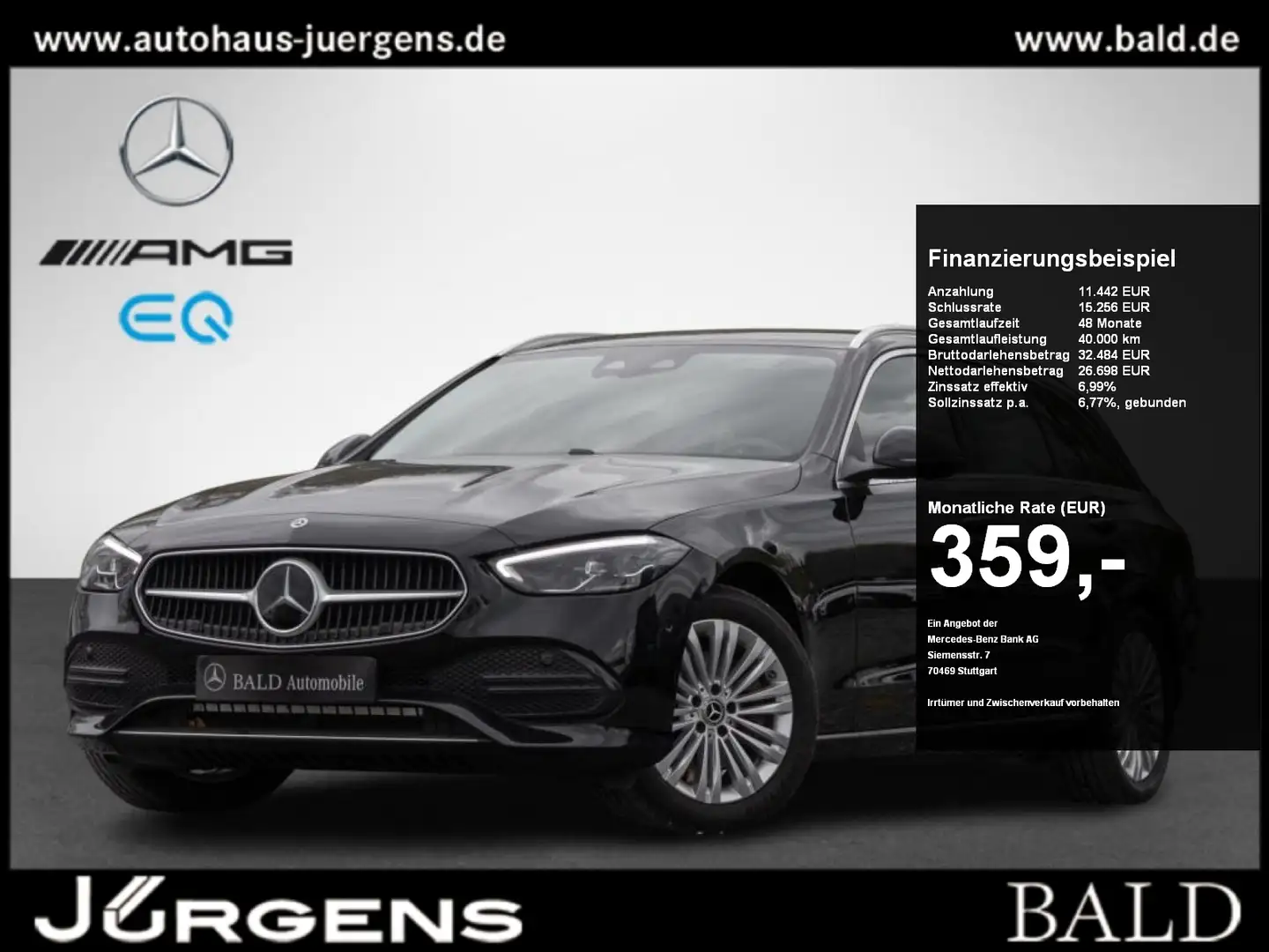 Mercedes-Benz C 200 T Avantgarde/Wide/LED/AHK/Distr/Cam/Easy-P Schwarz - 1