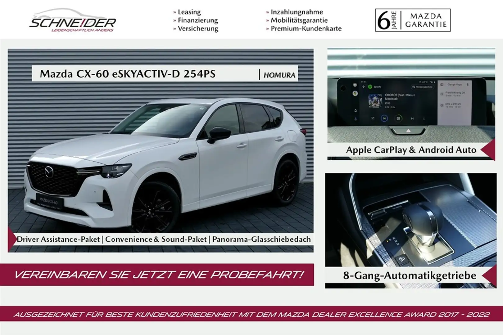 Mazda CX-60 e-SKY-D 254 HOMURA alle Pakete & M+S Blanc - 1