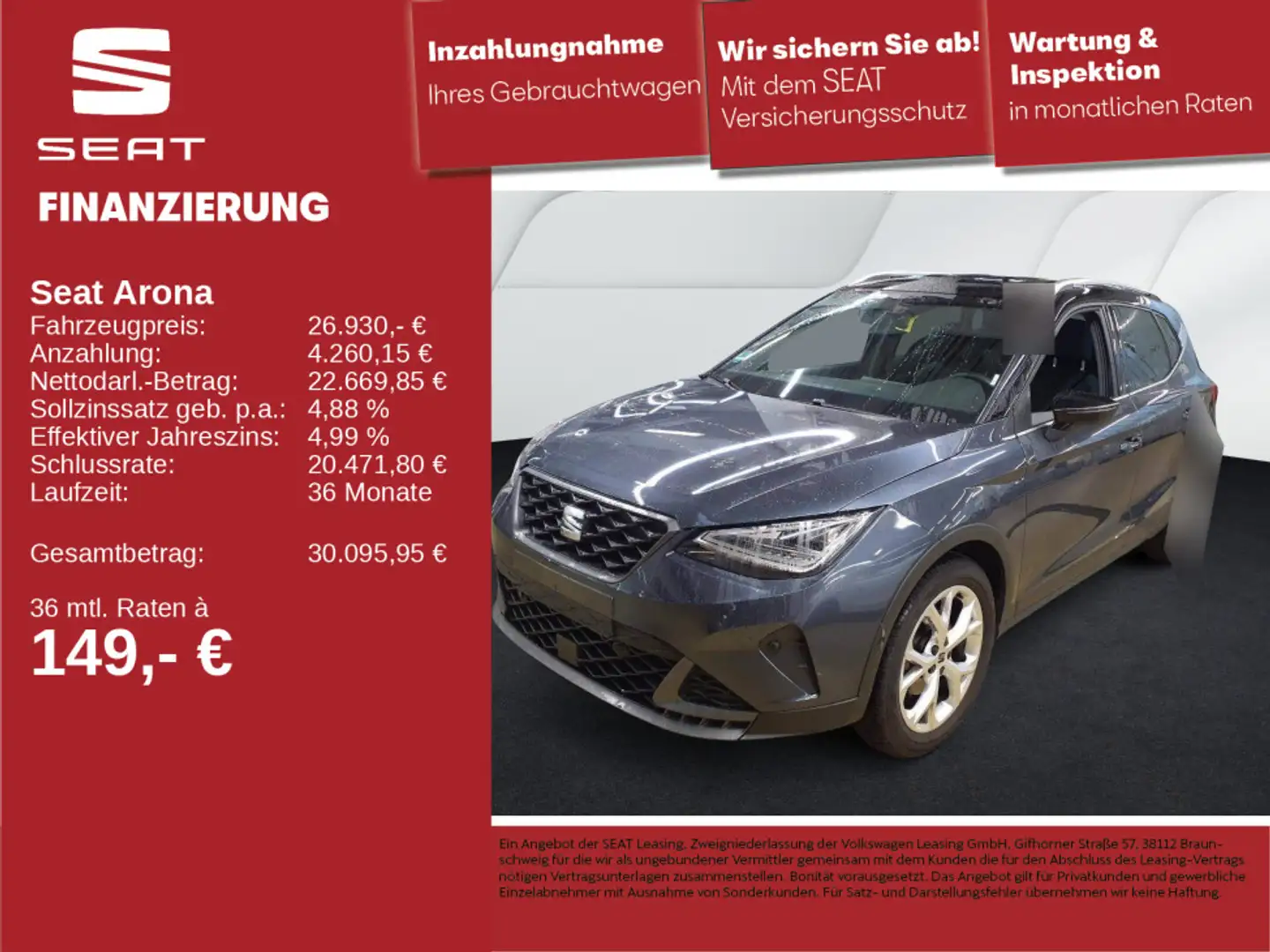 SEAT Arona FR 1.5 TSI DSG ACC AHK LED NAVI RFK KEYL Gris - 1