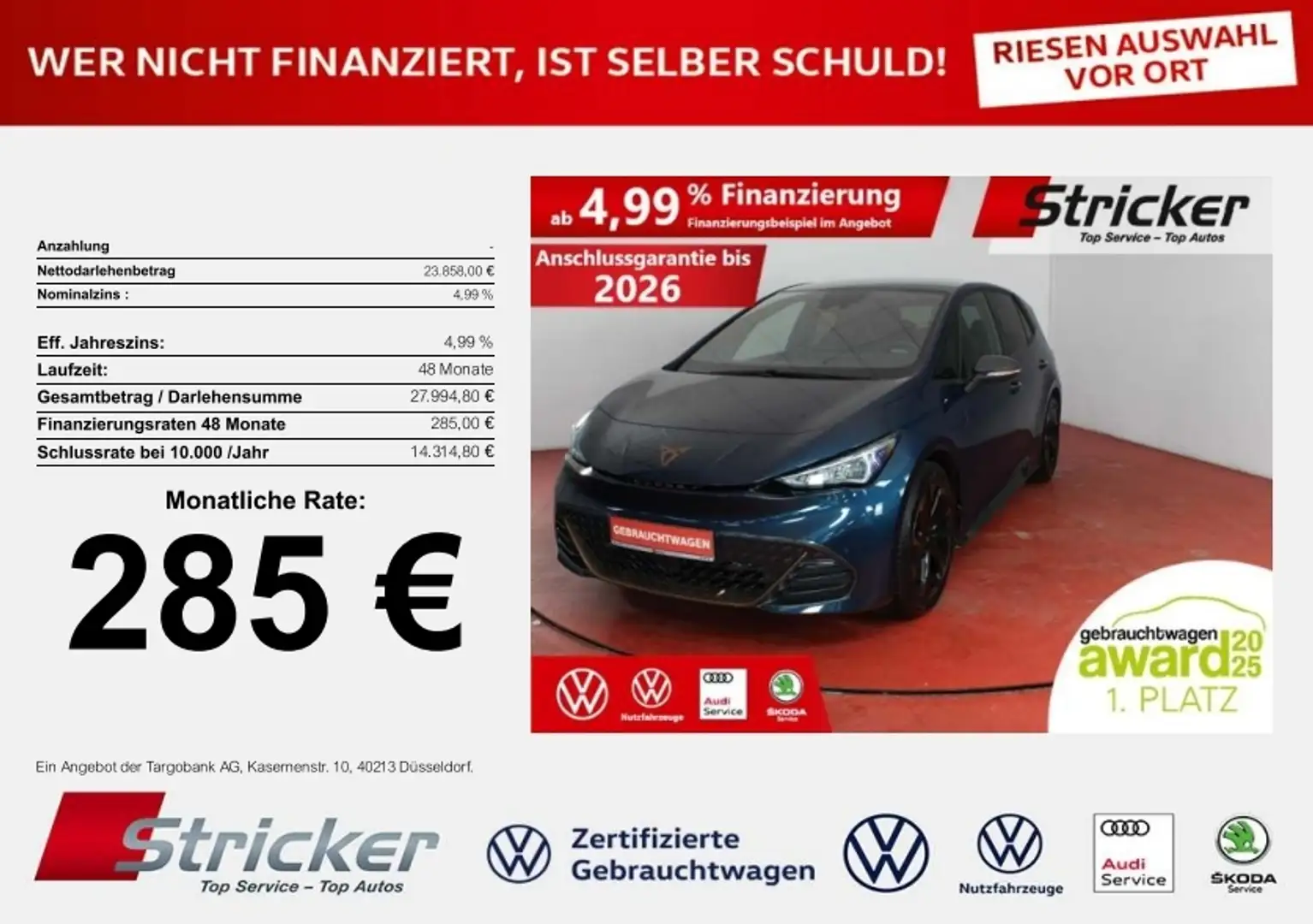 CUPRA Born 150/58 285,-ohne Anzahlung Navi Sitzheizung Kamer Bleu - 1