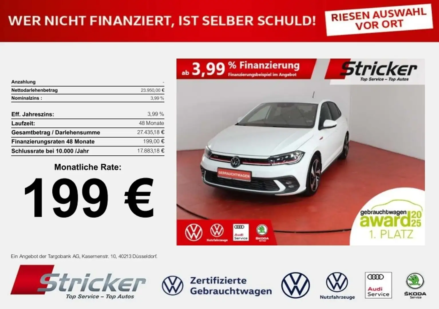 Volkswagen Polo GTI 2.0TSI DSG 199,-ohne Anzahlung ACC App-Connec Weiß - 1