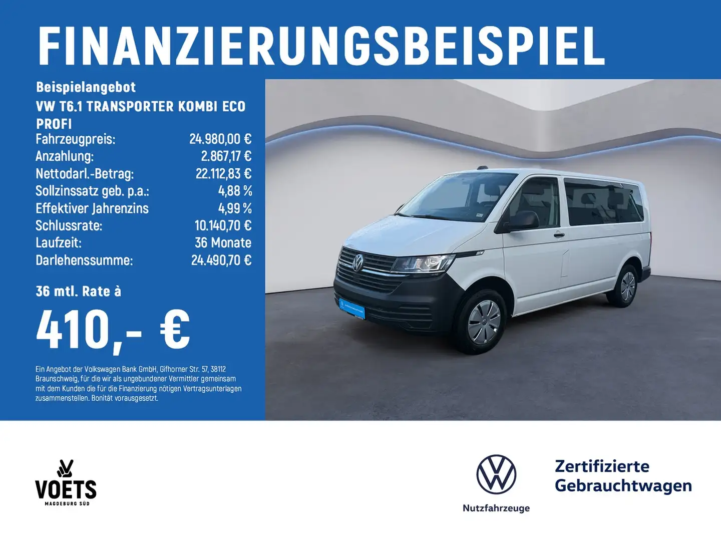Volkswagen T6.1 Transporter KOMBI ECO PROFI STANDHEIZUNG Weiß - 2