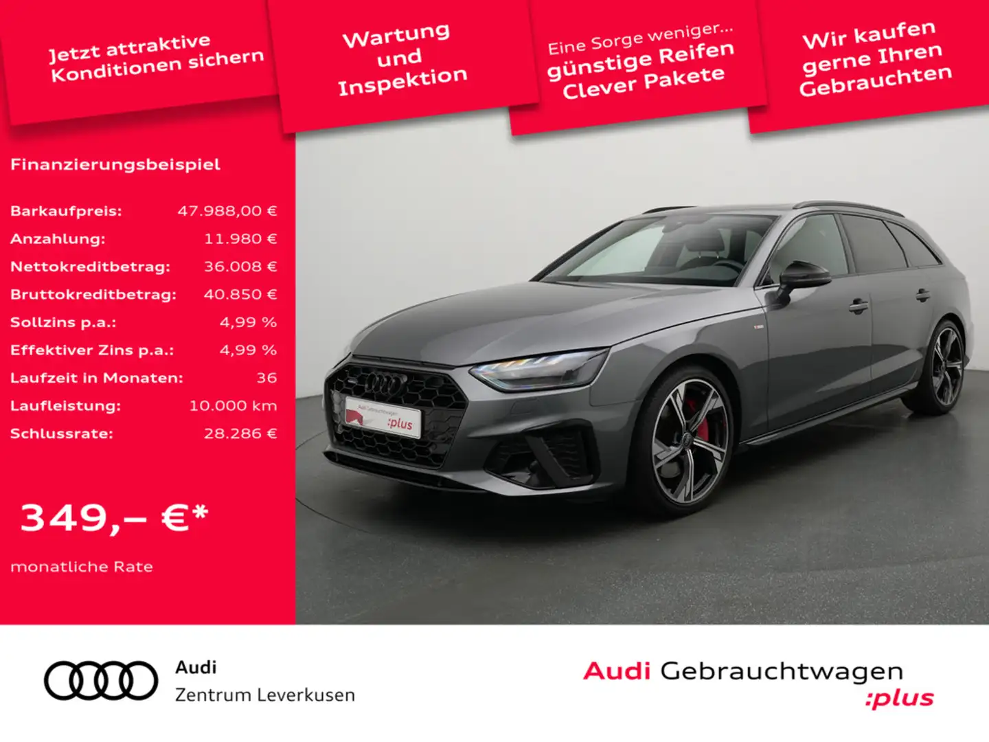 Audi A4 Avant quattro S line S-TRON MATRIX PANO AH Grau - 1