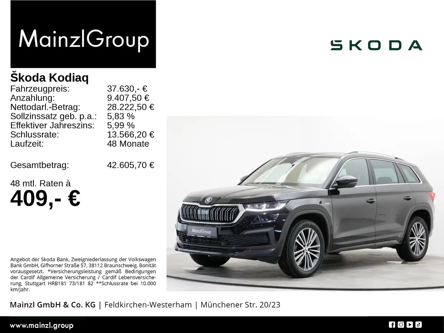 Skoda Kodiaq 1.5 TSI DSG L&K StdHzg Pano 360° Matrix Schwarz - 1