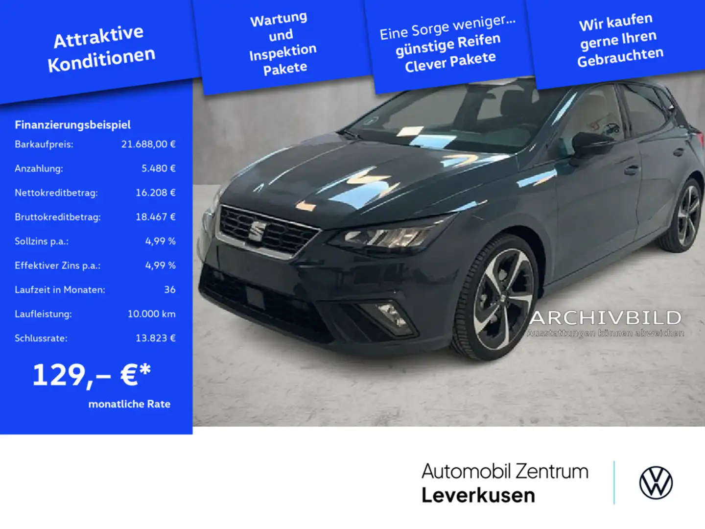 SEAT Ibiza FR DSG KEYLESS VIRT ACC CARPLAY KAM SHZ Schwarz - 1