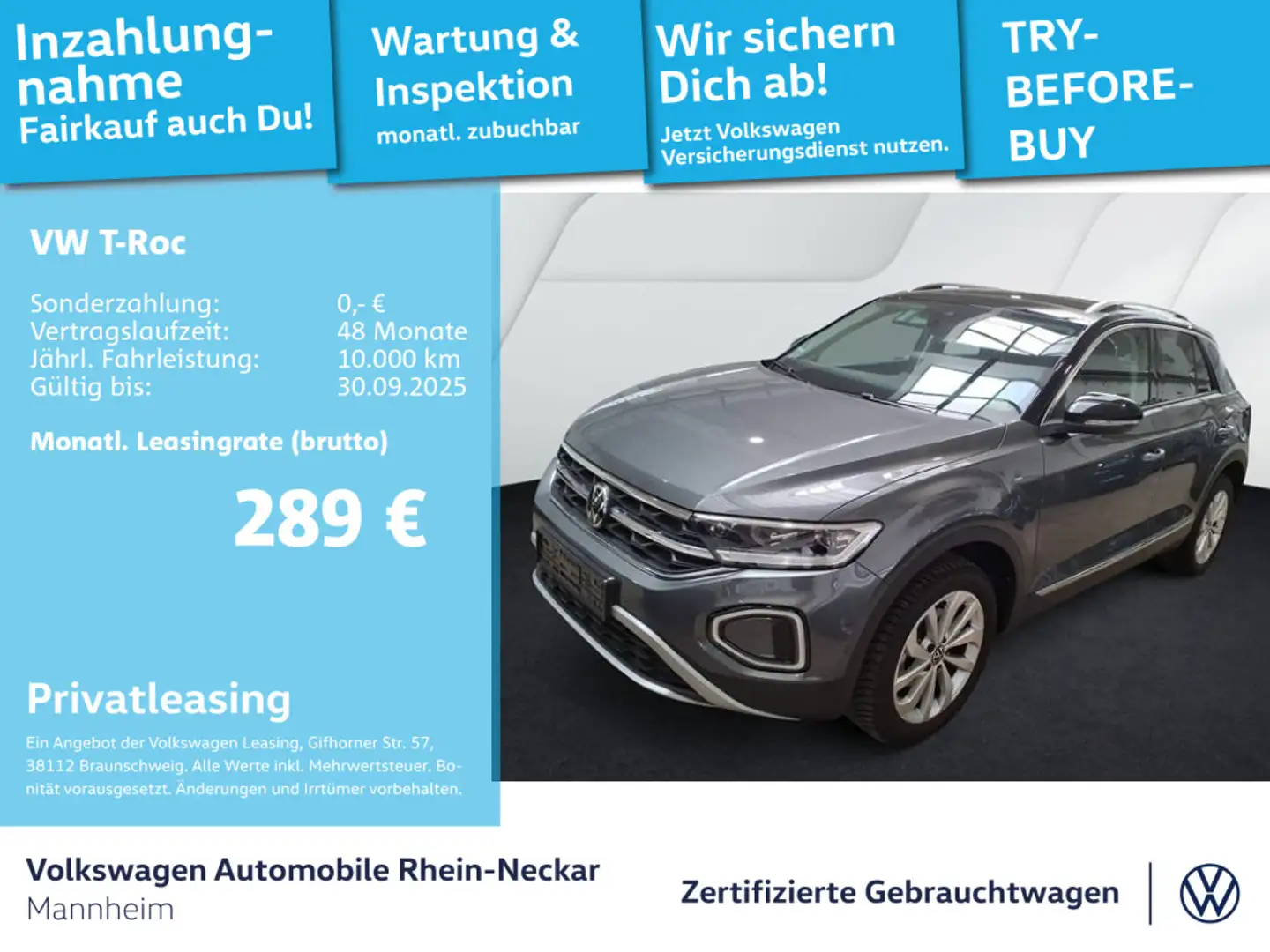 Volkswagen T-Roc 1.5 TSI Style DSG Navi AHK LED uvm Grau - 1