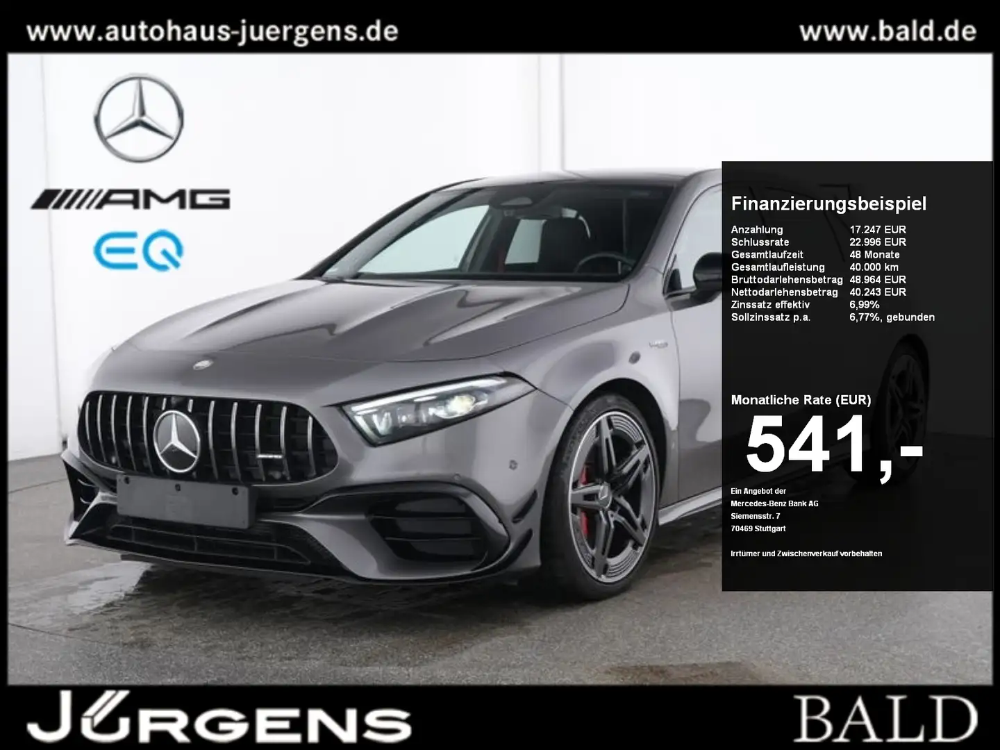 Mercedes-Benz A 45 AMG S 4M+  Pano/Aero/Night/HUD/MLB/360/Burm Grau - 1