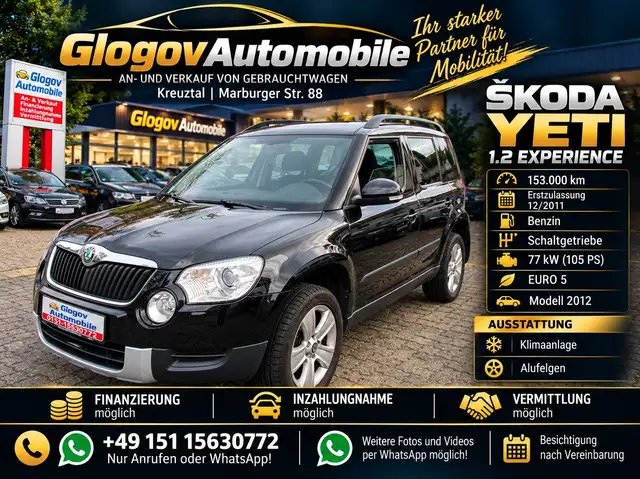 Skoda Yeti 1.2 Experience*ERST 153.000 KK*KLIMA*ALUFELGEN*EURO 5*MOD. 2012