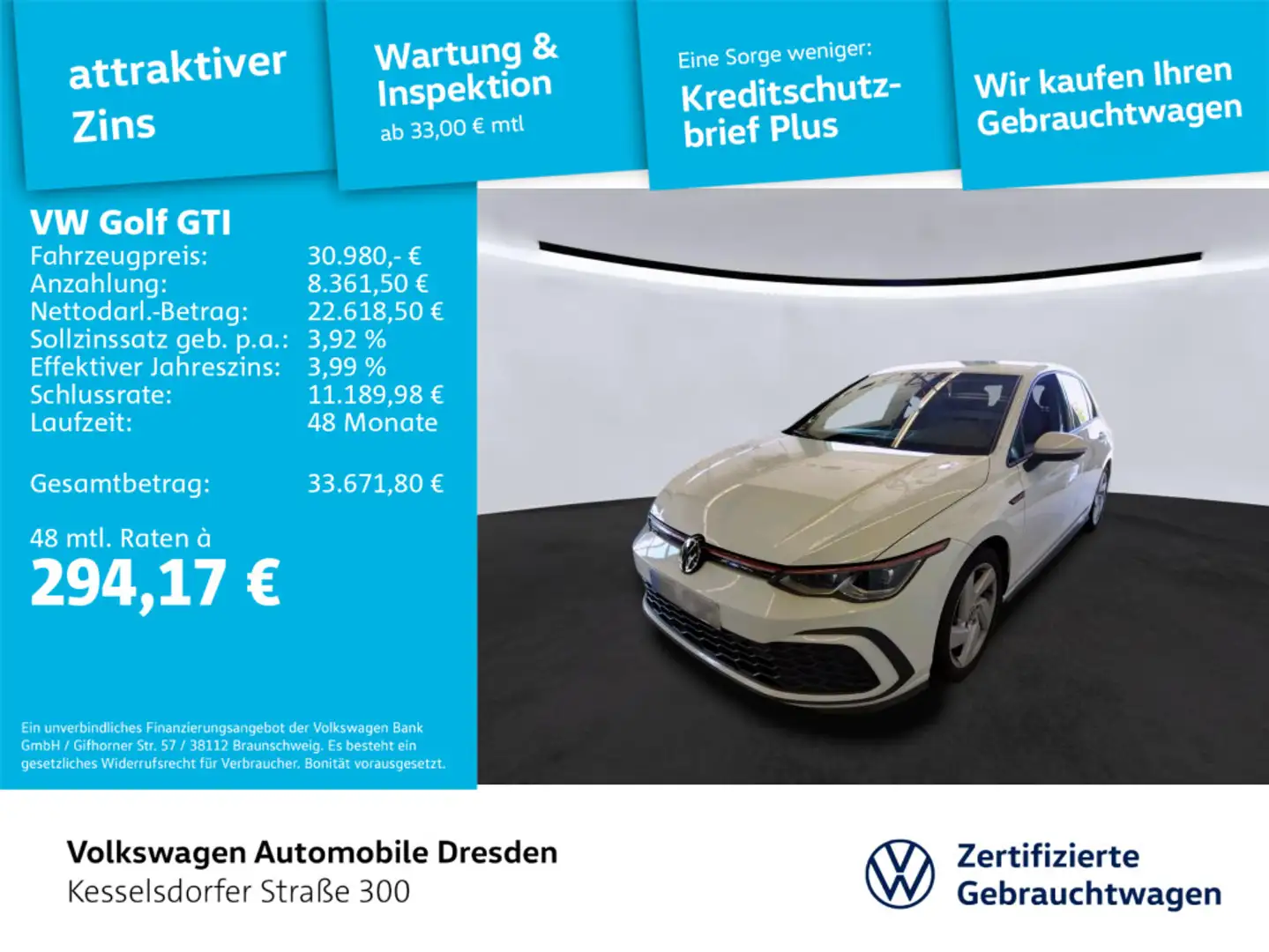 Volkswagen Golf GTI Golf VIII GTI 2.0 TSI DSG Kamera LED Navi DAB Weiß - 1