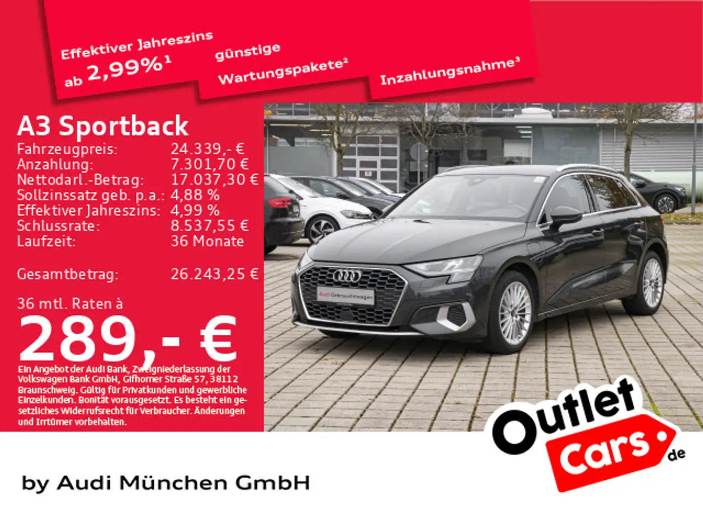 Audi A3 40 TFSI e S tronic Navi+/Virtual+/A Grau - 1