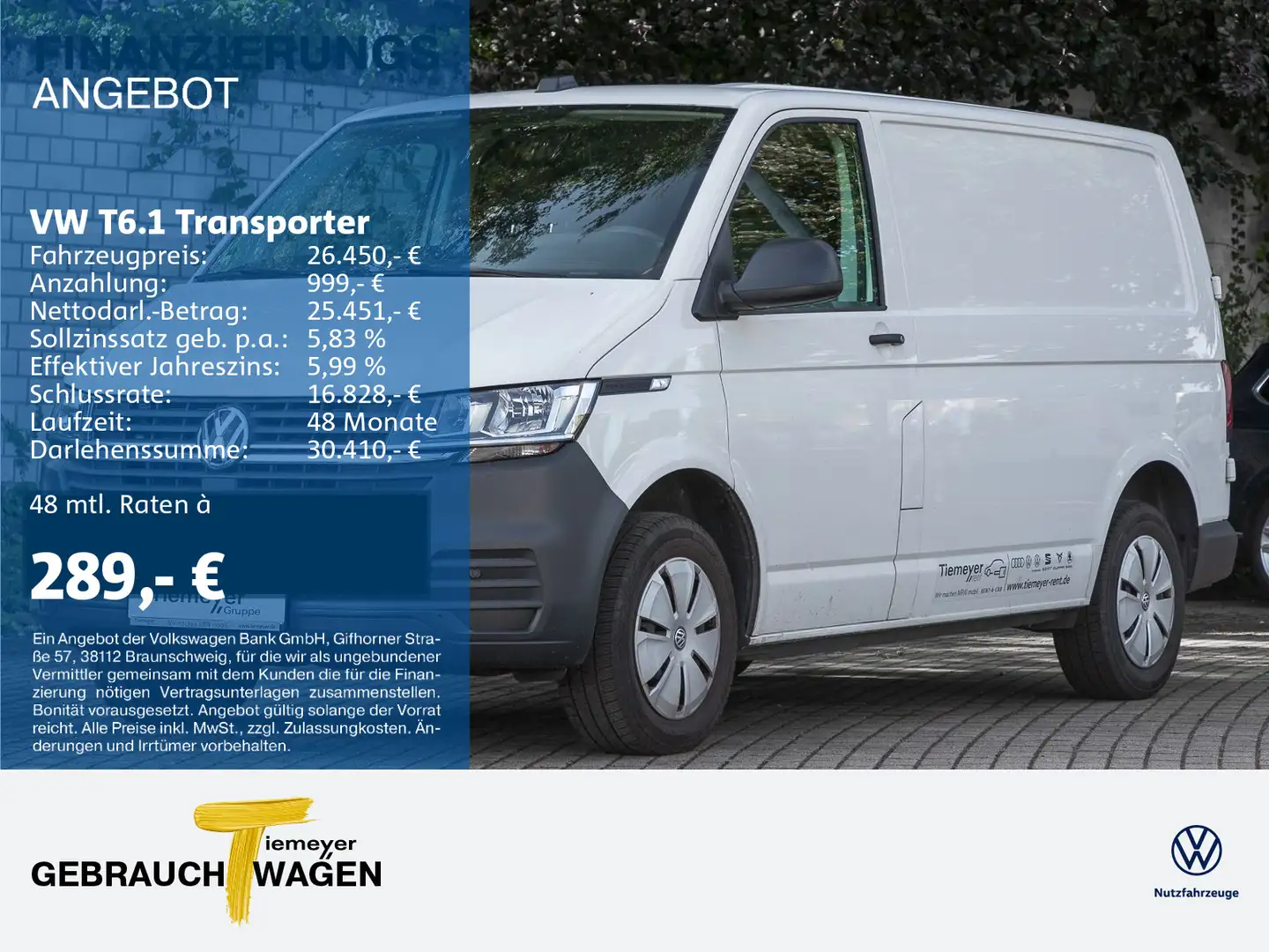 Volkswagen T6.1 Transporter T6.1 Kasten KAMERA KLIMA AHK Weiß - 1