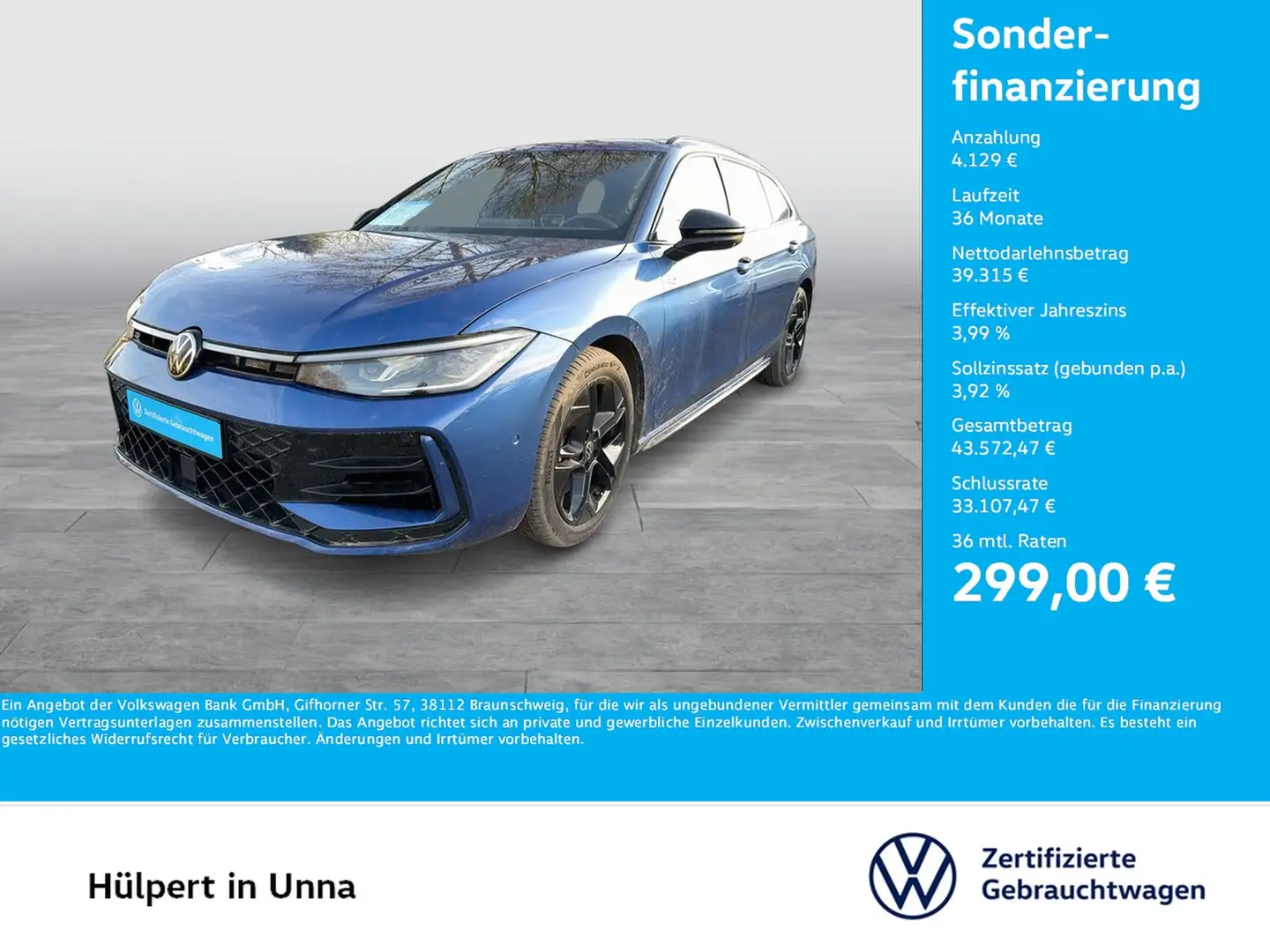 Volkswagen Passat Variant 2.0 R-LINE 4X4 PANO AHK 360CAM Bleu - 1