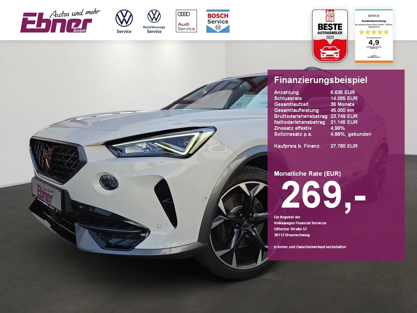 CUPRA Formentor VZ 245PS PHEV DSG AHK+KAMERA+KEYLESS+ACC+LED+NAVI+ Weiß - 1