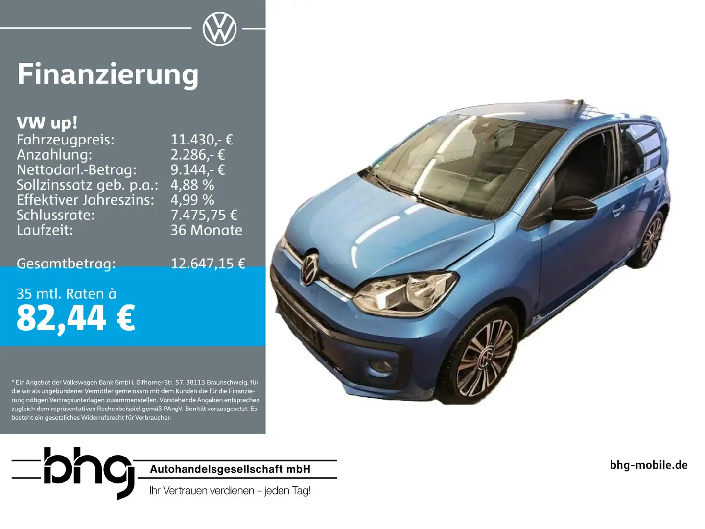 Volkswagen up! Active PlusPaket Climatronic Assistpaket GRA Blau - 1