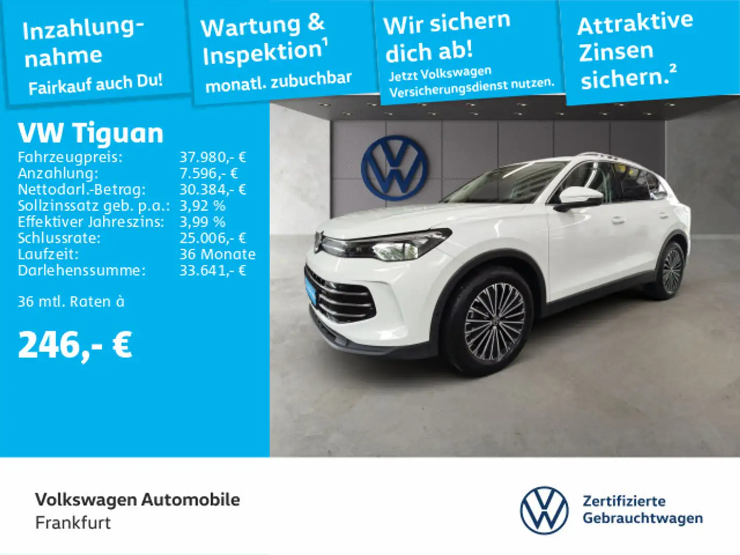 Volkswagen Tiguan 1.5 eTSI DSG Elegance Navi IQ.Light DAB+ Weiß - 1