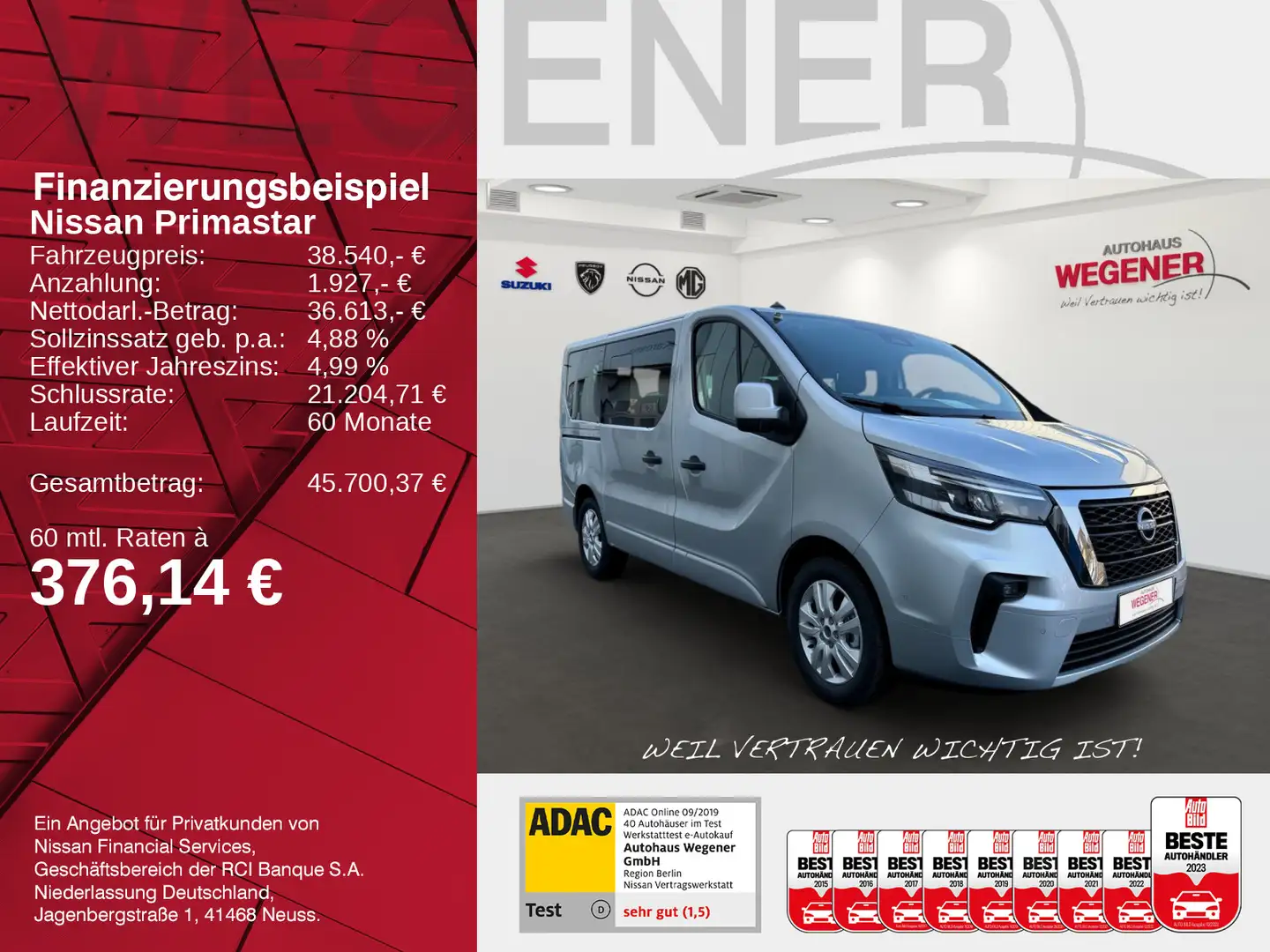 Nissan Primastar TEKNA Kombi L1H1 dci150 HK BES+ Design Grau - 2