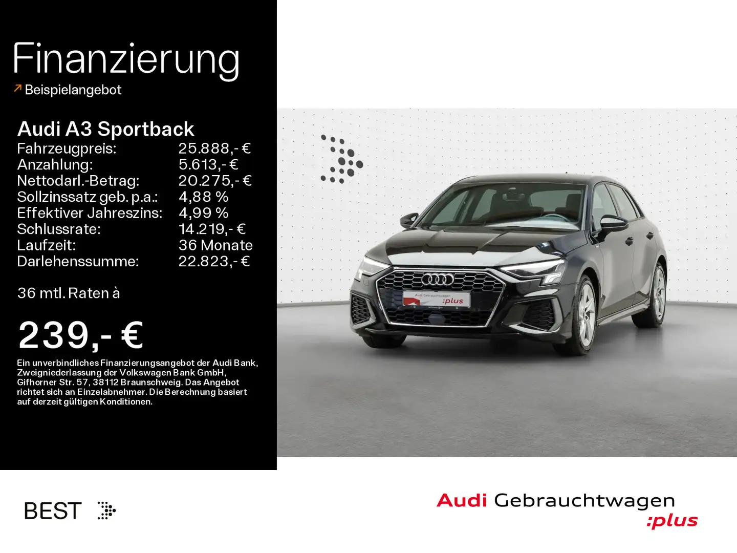 Audi A3 S line 35 TFSI HUD*ACC*Navi*Sound Schwarz - 1
