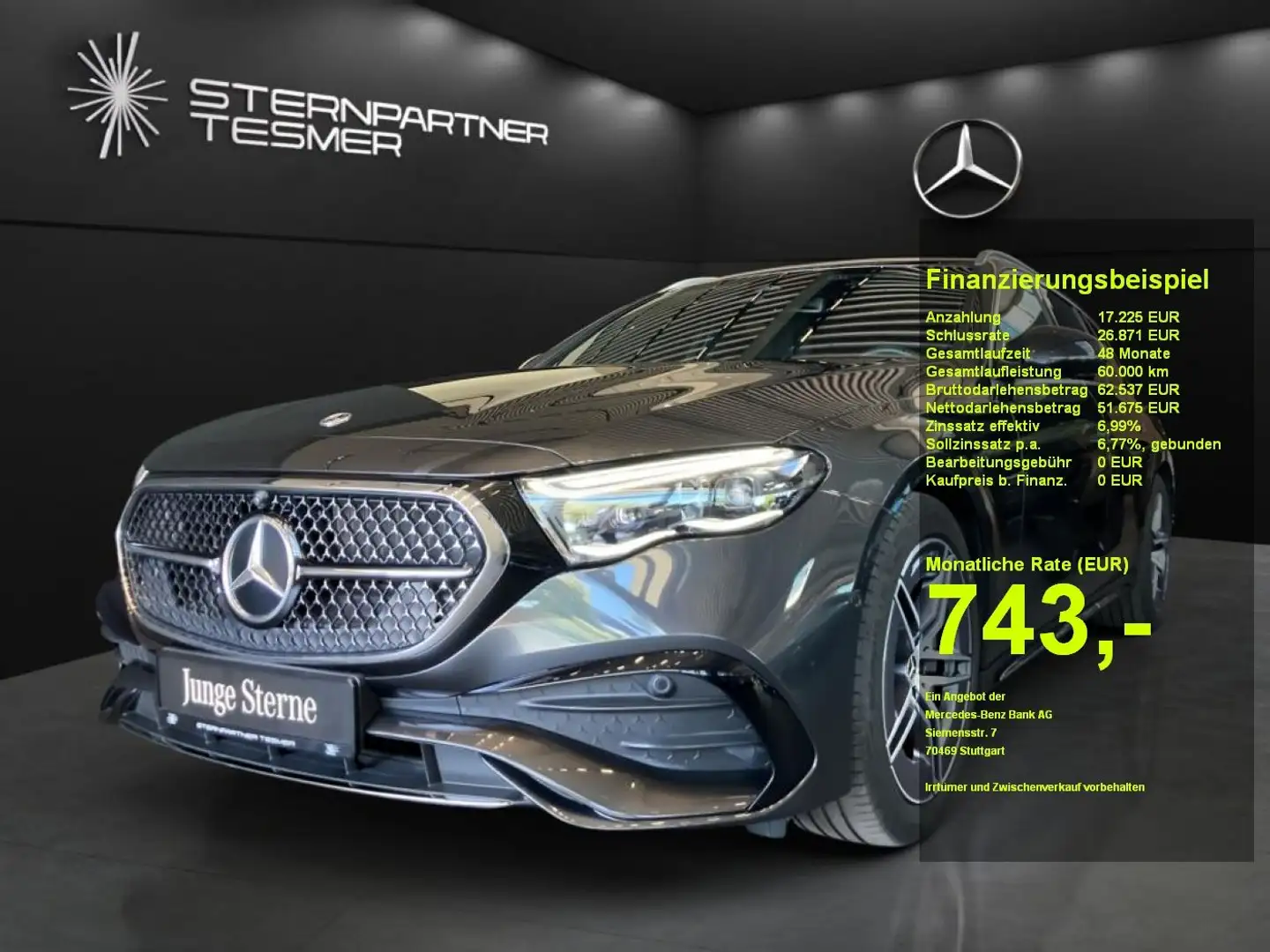 Mercedes-Benz E 300 de 4M T AMG+Pano+Digital+Burmester+Sitzbel Gris - 1