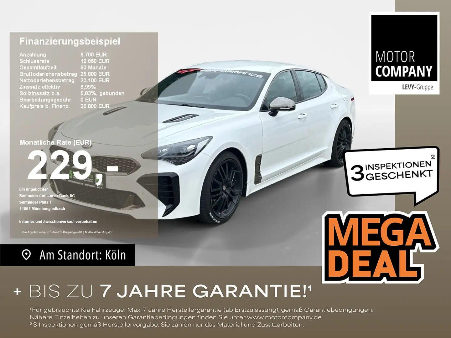 Kia Stinger 2.0 T-GDI GT-Line +Automatik+Navi+R.Kam++ Blanc - 1